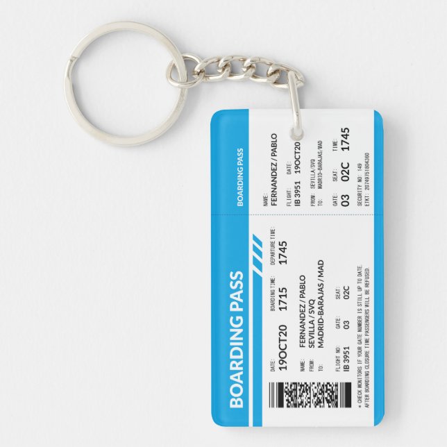 Porte-clefs Boarding Pass (blue) (Devant)