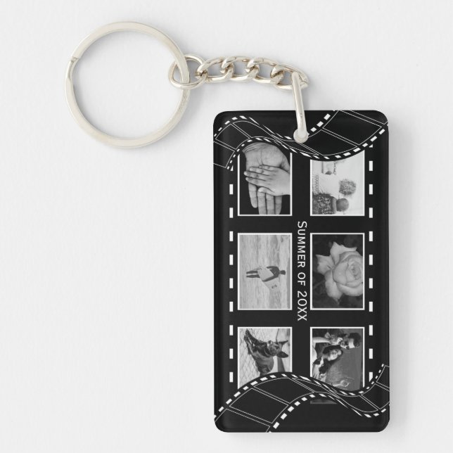 Porte-clefs Bobine de film noire et blanche (Devant)