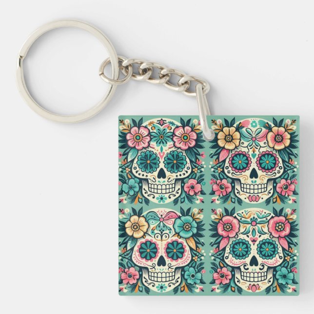 Porte-clefs Boho Crânes de Sucre (Devant)