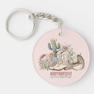 Porte-clefs Boho désert cowgirl cowboy bottes de cowboy casque