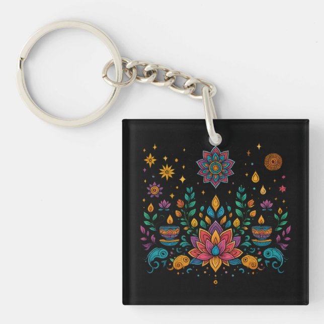 Porte-clefs Boho Lotus Mind Art (Devant)