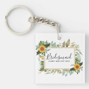Porte-clefs Boho Sunflower Sage Mariage de verdure