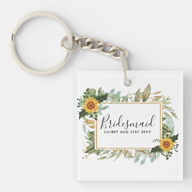 Porte-clefs Boho Sunflower Sage Mariage de verdure (Devant)