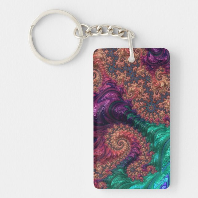 Porte-clefs Boho Super Joyau coloré Tonage Abstrait Fractal (Devant)