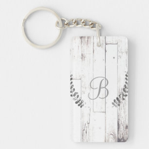Porte-clefs Bois Blanchi Usé Maison de Ferme Botanique Rustiqu