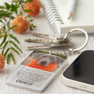 Porte-clefs Bois rustique léger   Mémorial photo pour animaux