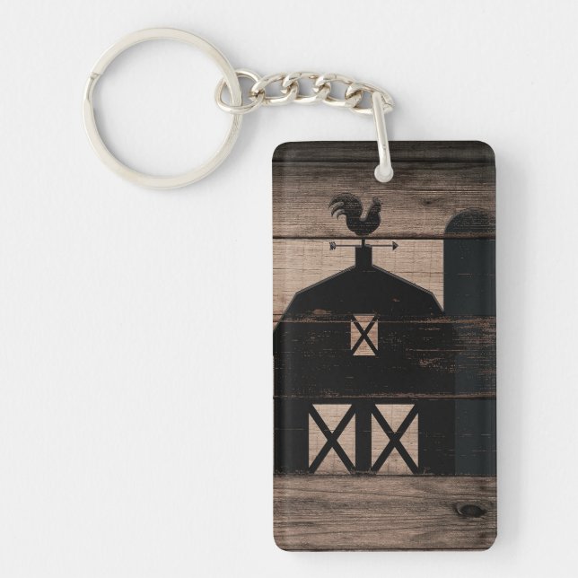 Porte-clefs Bois rustique vieilli noir grange maison de ferme  (Devant)