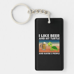 Porte-clefs Boisson De Bière J'Aime La Bière Et Ma Tortue Anni
