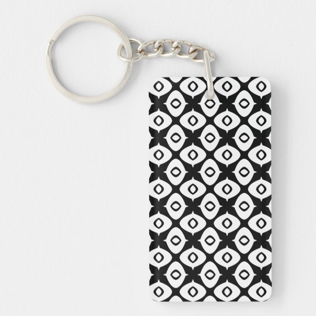 Porte-clefs Bold Black and White Symmetrical Arabesque Pattern (Devant)