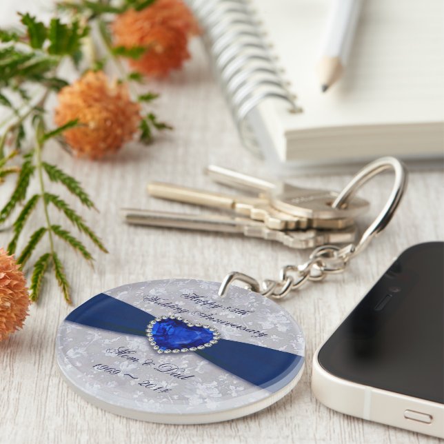 Porte-clefs Bold Damask 45th Wedding Anniversary Key Chain (Devant Droit)