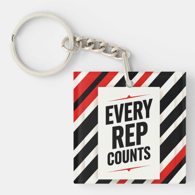 Porte-clefs Bold Motivational Poster – “EVERY REP COUNTS” (Devant)