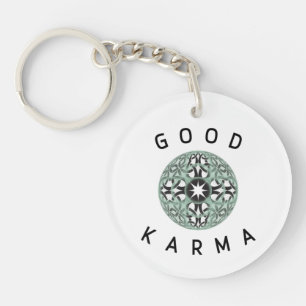 Porte-clefs Bon Karma Green Enless Knot Design 