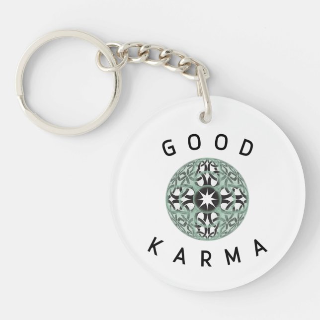 Porte-clefs Bon Karma Green Enless Knot Design  (Devant)