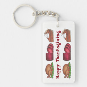 Porte-clefs Bon thanksgiving Turquie Cranberry Citrouille Pie