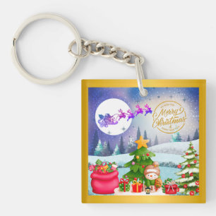 Porte-clefs Bonhomme de neige Joyeux Noël Arbre Cadeau & Bonne