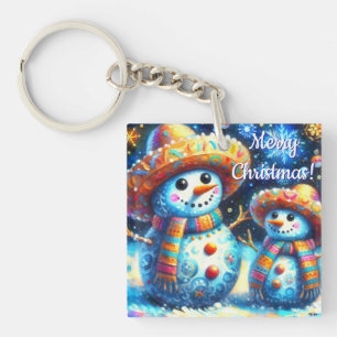 Porte-clefs Bonhommes de neige en art populaire mexicain perso
