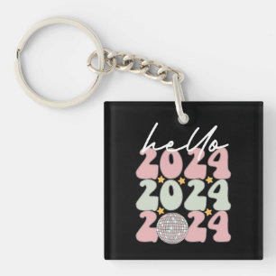 Porte-clefs Bonjour 2024 Groovy Bonne Année Noël