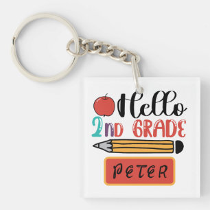 Porte-clefs Bonjour 2e année personnalisée Retour à l'école Am