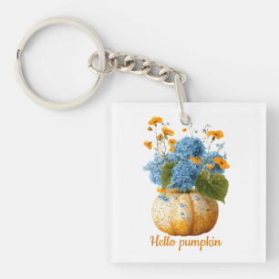 Porte-clefs Bonjour Citrouille Floral Halloween Arrangement