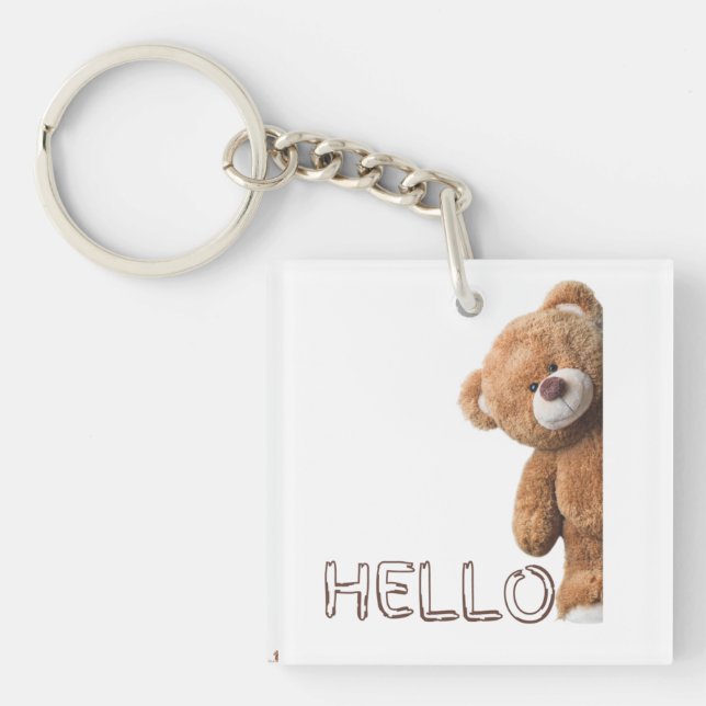 Porte-clefs Bonjour mignon ours Brown Teddy Bear         (Devant)