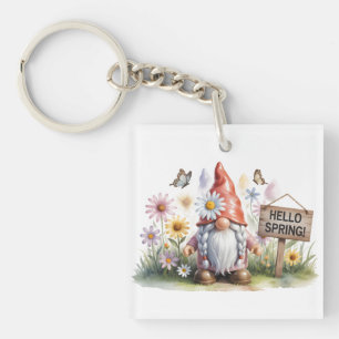 Porte-clefs Bonjour Nain de Jardin du Printemps: Joli Nain ave