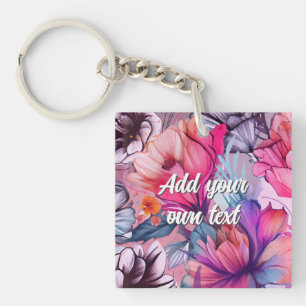 Porte-clefs Bonjour Printemps Heure du bonheur, Fleur papillon