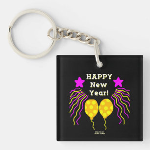 Porte-clefs Bonne année souhaite Carré acrylique Porte - clé