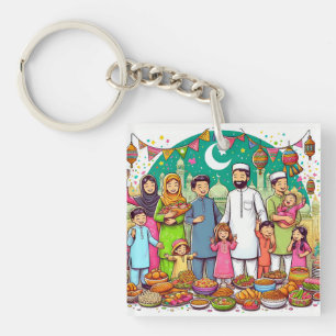 Porte-clefs Bonne famille de l'Aïd amusant fêter le design