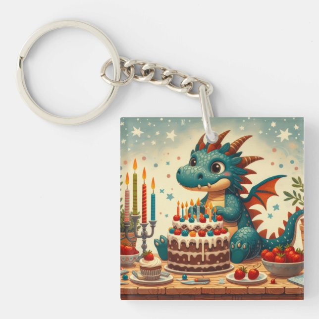 Porte-clefs Bonne fête d'anniversaire du dragon (Devant)