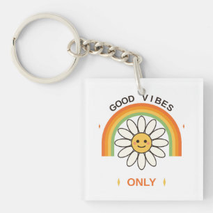 Porte-clefs Bonne Vibration Uniquement Mignon Rétro Fleur de P