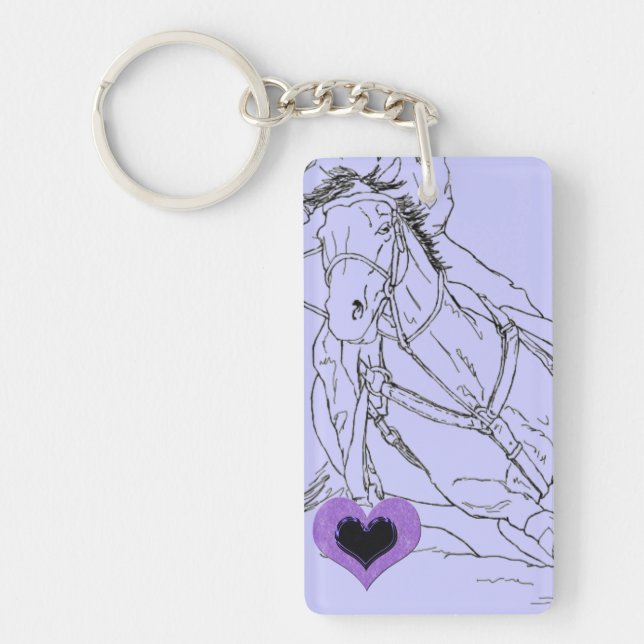 Porte-clefs Bonnet double coeur violet (Devant)