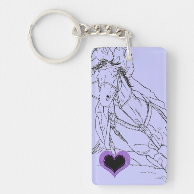 Porte-clefs Bonnet double coeur violet (Devant)