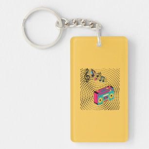 Porte-clefs Boombox audio rétro.