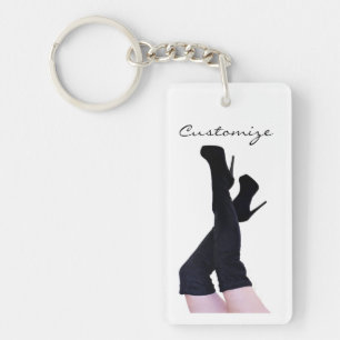 Porte-clefs Boots de cuisse en cuir noir de hauteur Thunder_Co