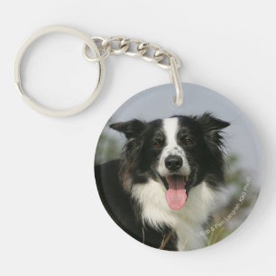 Porte-clefs Border collie haletant le Headshot 1