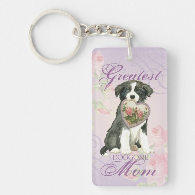 Porte-clefs Bordure Collie Heart Maman (Devant)