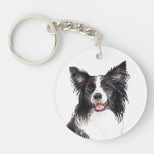 Porte-clefs Bordure d'aquarelle Collie