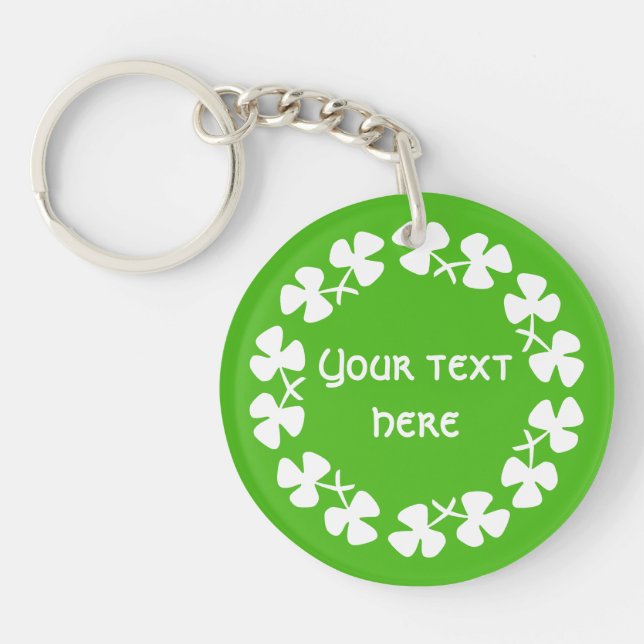 Porte-clefs Bordure Shamrock blanche Ajouter un texte (Devant)