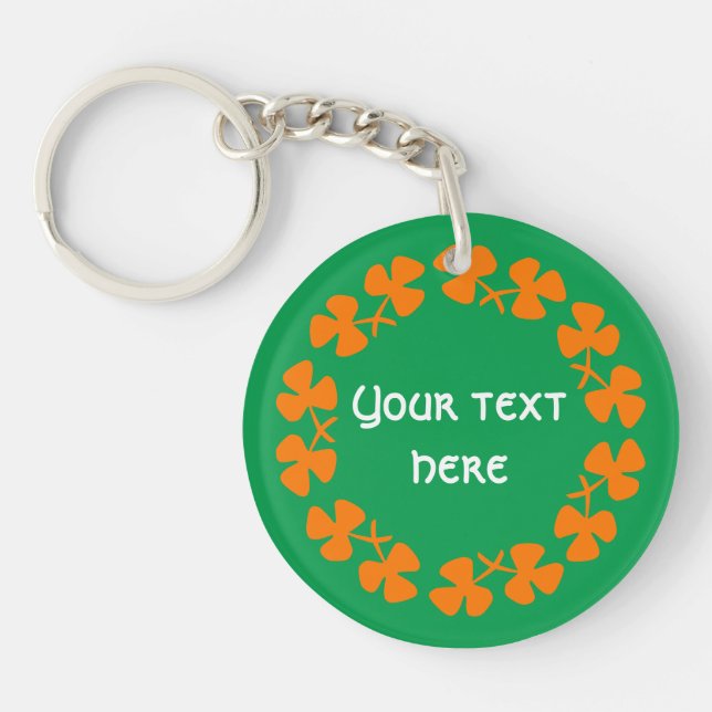 Porte-clefs Bordure Shamrock orange Ajouter un texte (Devant)