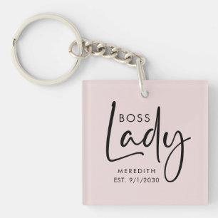 Porte-clefs Boss Lady Logo Blush Pink Personnalisé