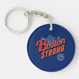 Porte-clefs Boston Strong dans un décor rouge et bleu