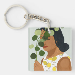 Porte-clefs Botany Portrait - Femme avec verdure