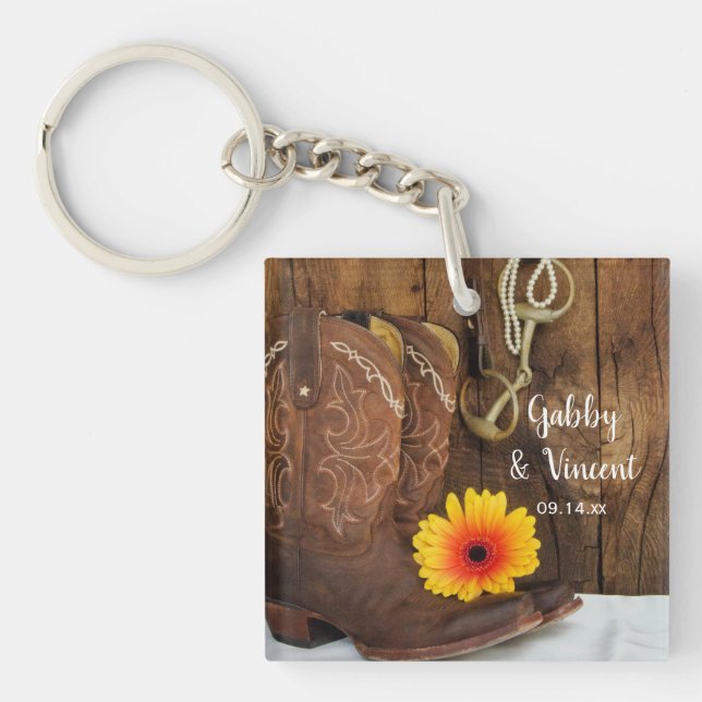 Porte-clefs Botte de cowboy, Mariage campagnard Bit de Cheval  (Devant)