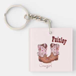 Porte-clefs Bottes de vache mignonne moderne rose