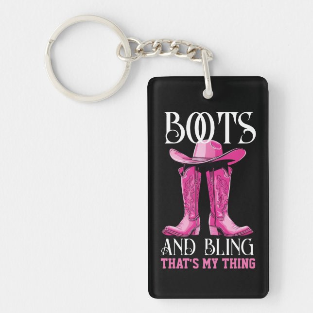 Porte-clefs Bottes roses et bling c'est mon truc (Devant)