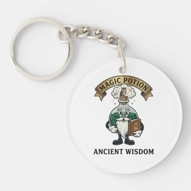 Porte-clefs Botto Ancienne Sagesse Magicien Magie Potion Hibou (Devant)