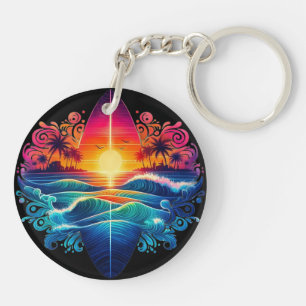Porte-clefs Boucles de surf couché de soleil