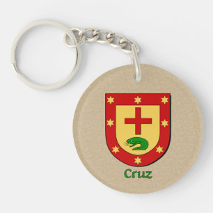 Porte-clefs Bouclier historique de Cruz avec drapeau d'Espagne