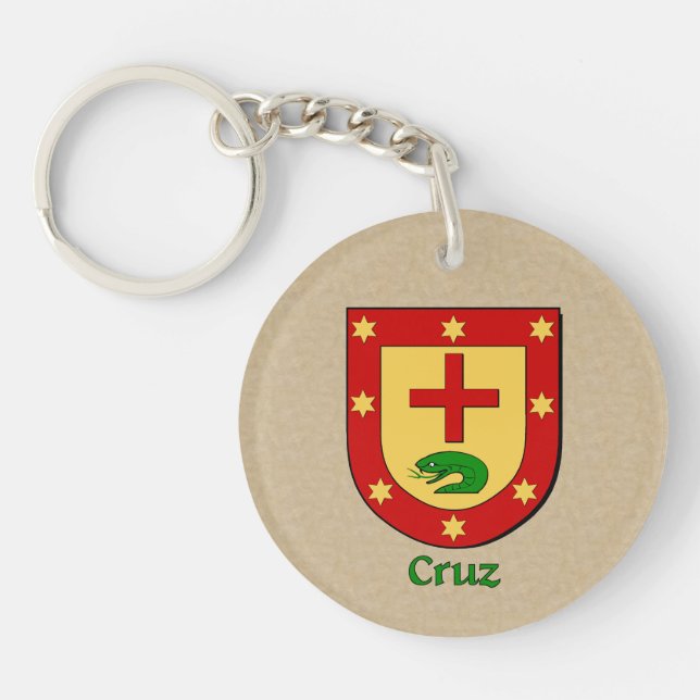Porte-clefs Bouclier historique de Cruz avec drapeau d'Espagne (Devant)