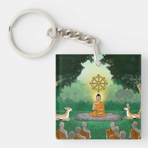 Porte-clefs Bouddha, Dharma, Porte - clé acrylique Sang
